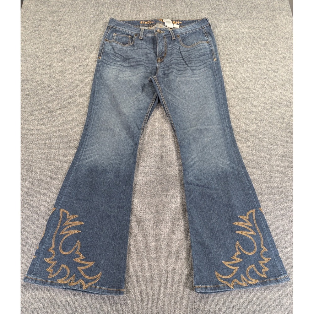 Cruel Denim Hannah Western Flare Jeans Women's Size 31/11R Embroidered Stitching
